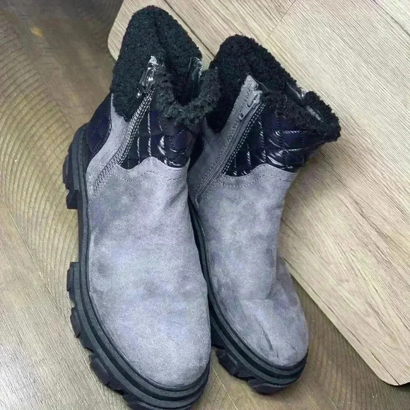 Women’s Nine West Slip On Black And Gray Chunky Size 9m Boots - Picture 4 of 16